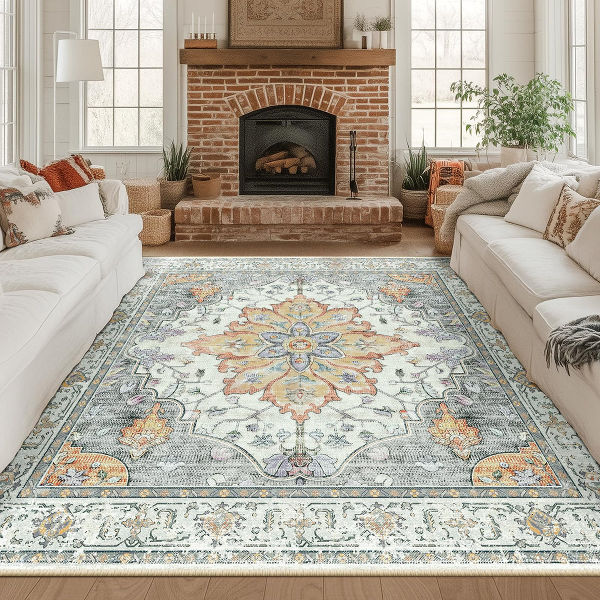 Washable Area Rug with Soft Non-Slip Backing