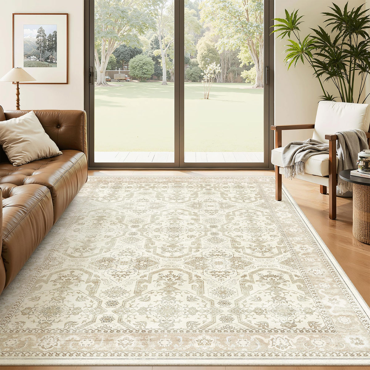 Washable Area Rug with Non-Slip Backing
