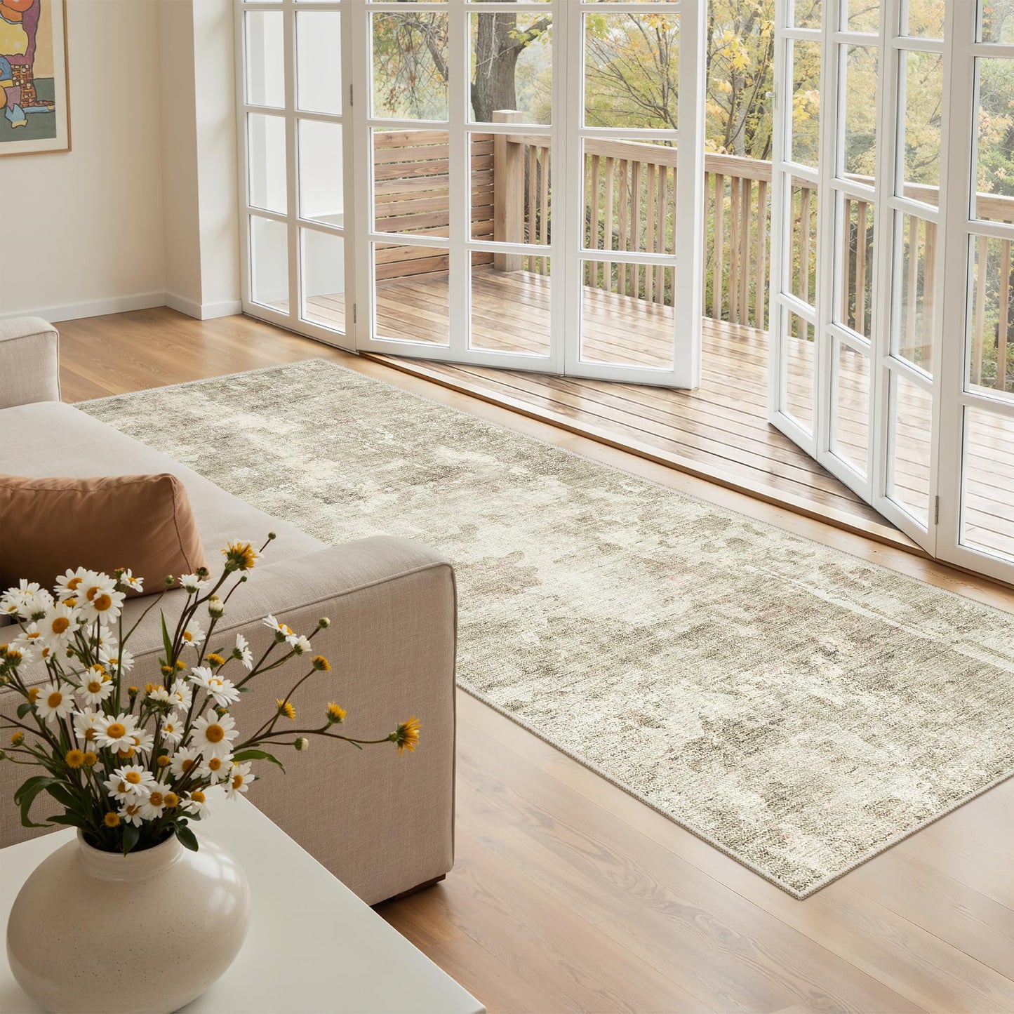 Washable Area Rug with Non-Slip Backing
