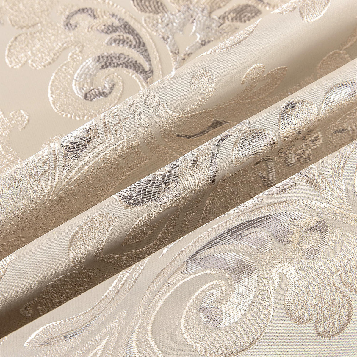Luxury Damask Curtains with Waterfall Valances