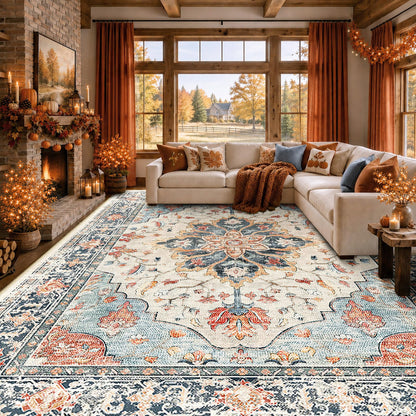 Washable Area Rug with Soft Non-Slip Backing