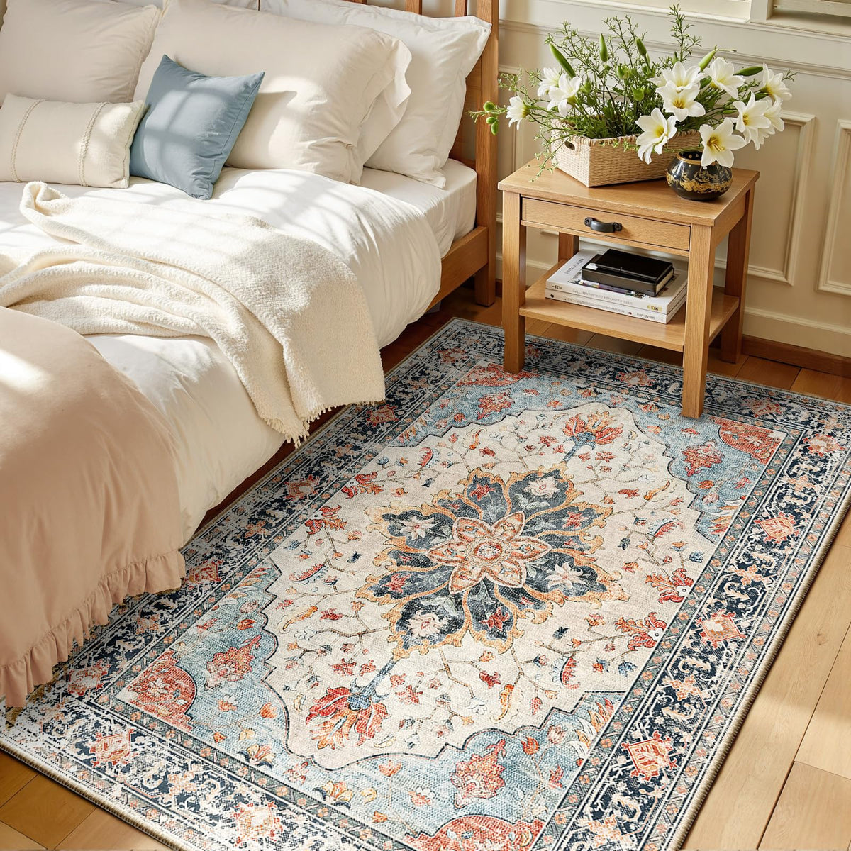 Washable Area Rug with Soft Non-Slip Backing