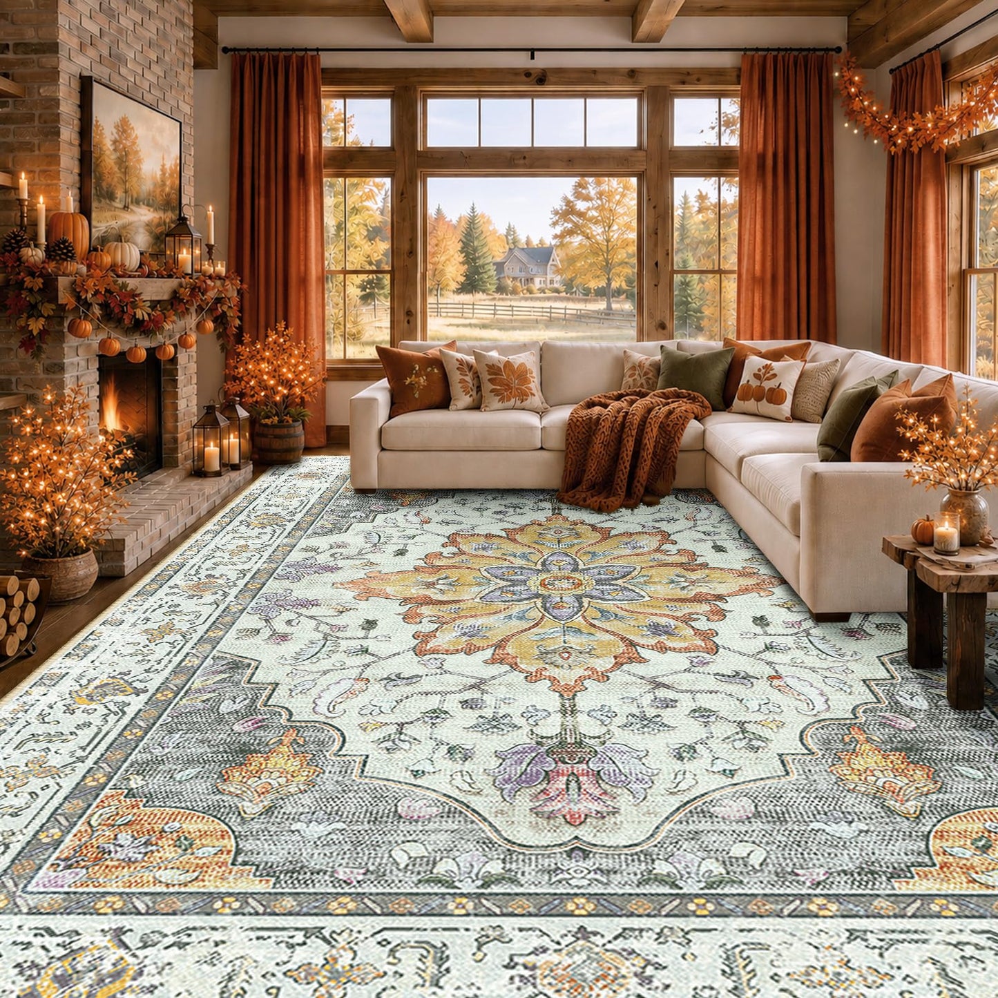 Washable Area Rug with Soft Non-Slip Backing