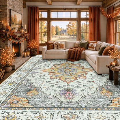 Washable Area Rug with Soft Non-Slip Backing