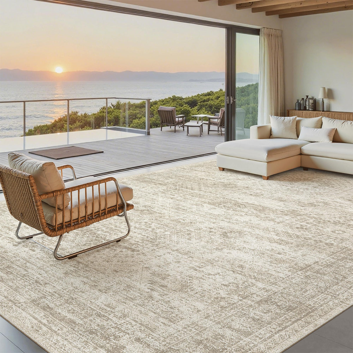 Washable Area Rug with Non-Slip Backing