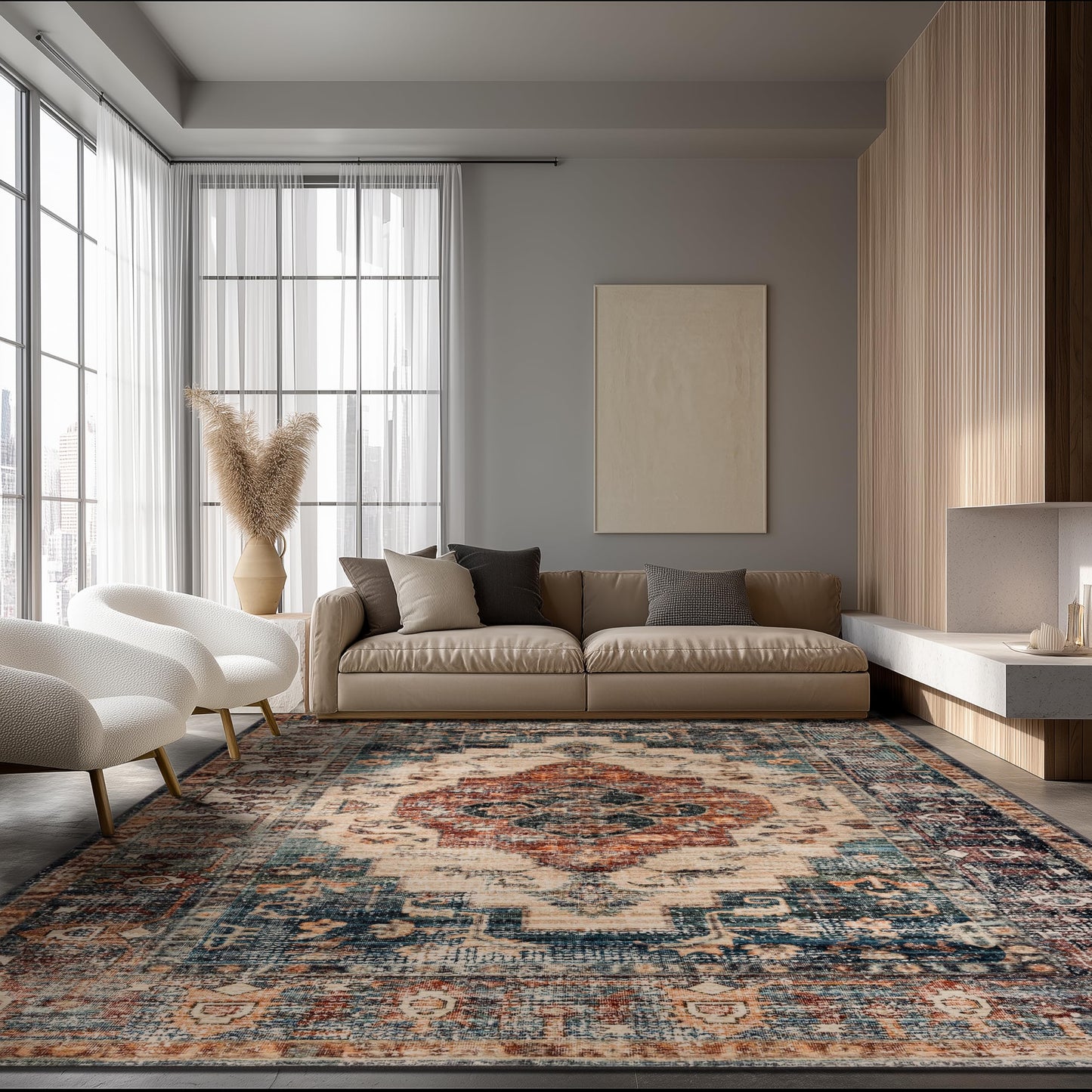 Ultra-Soft Washable Area Rug with Non-Slip Backing