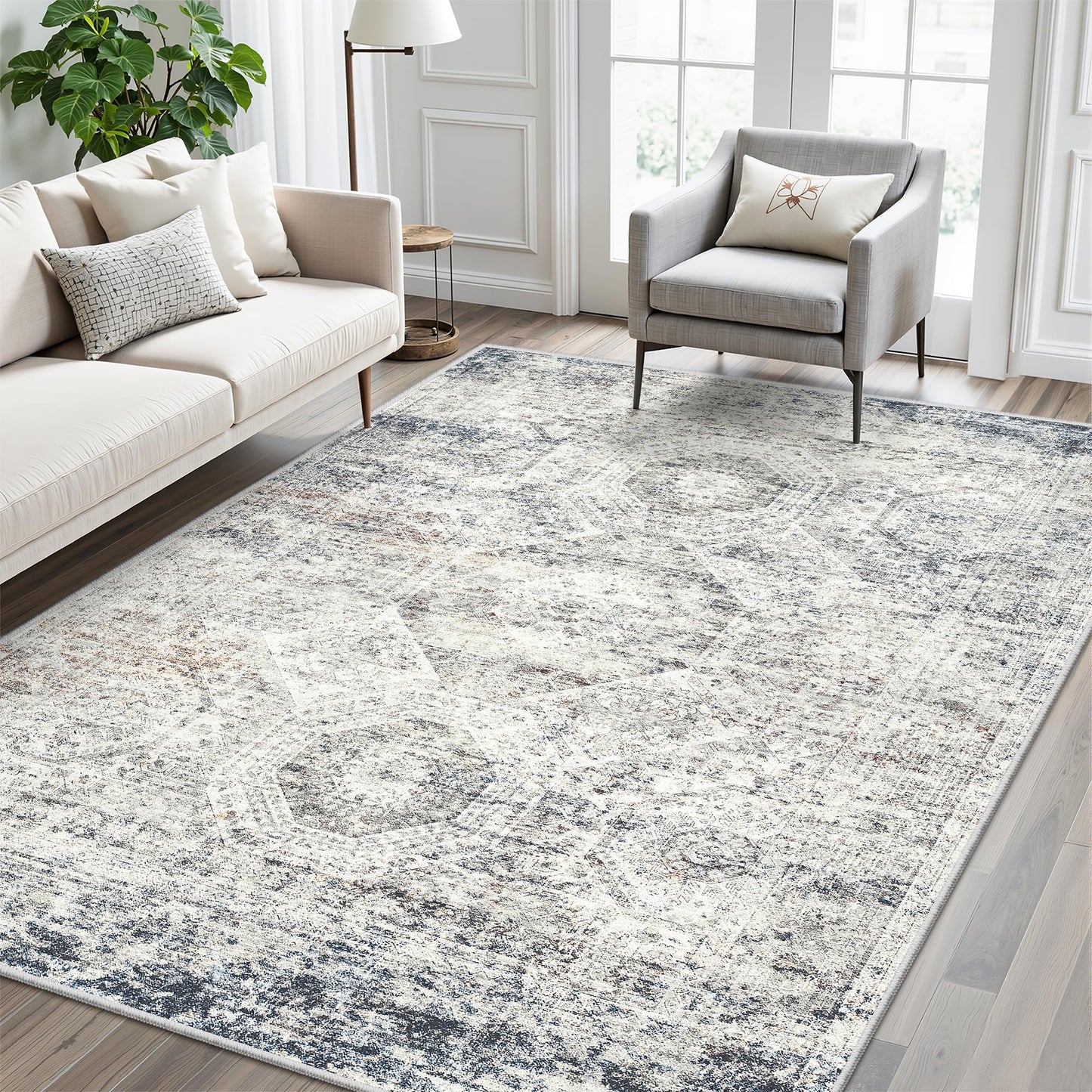 Washable Area Rug with Non-Slip Backing