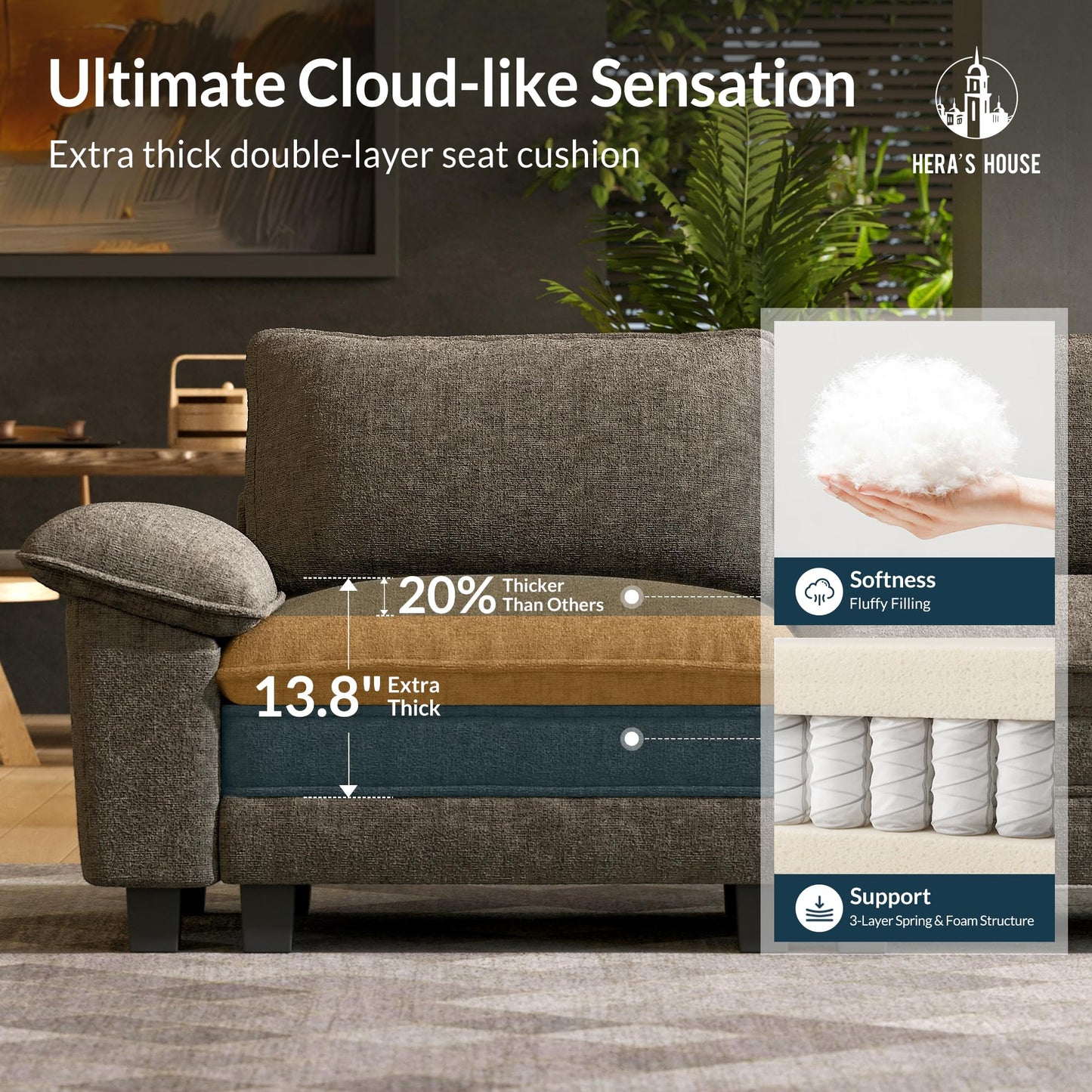 HERA'S HOUSE Modular Sectional Couches for Living Room Cloud Sofa