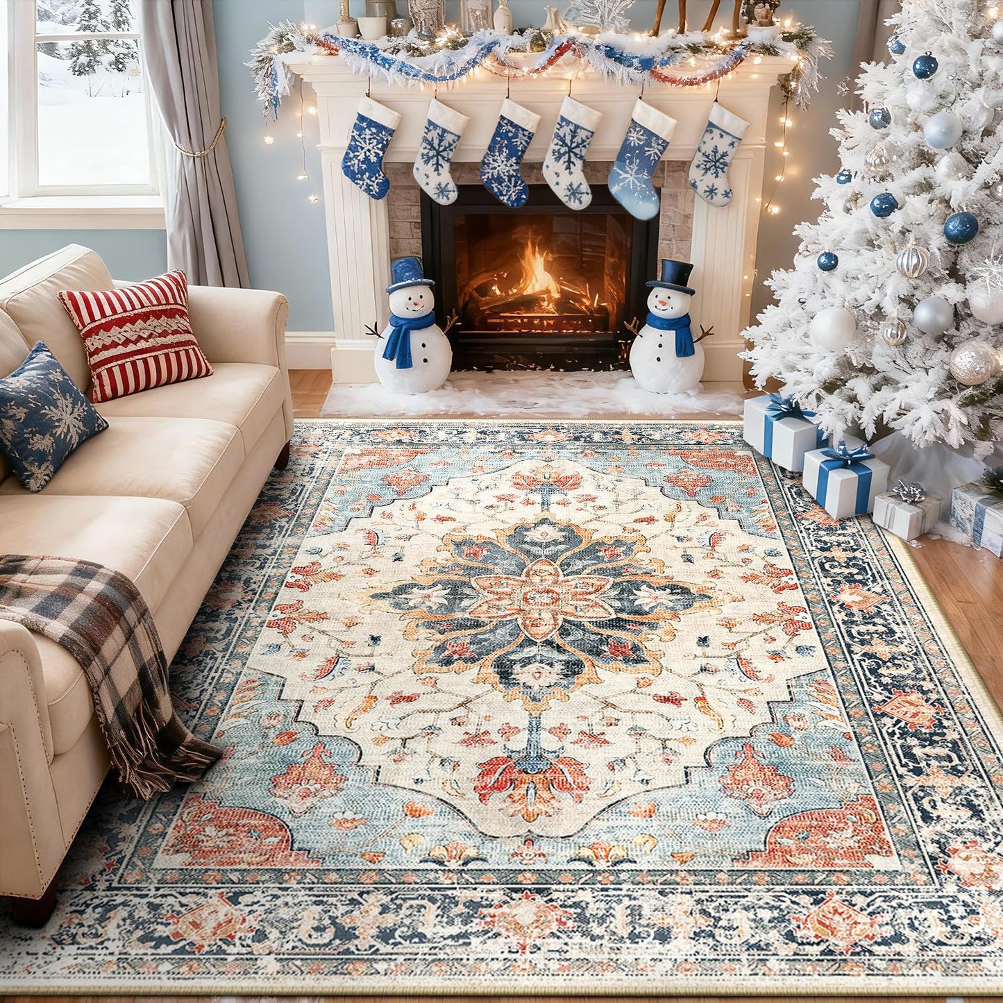 Washable Area Rug with Soft Non-Slip Backing