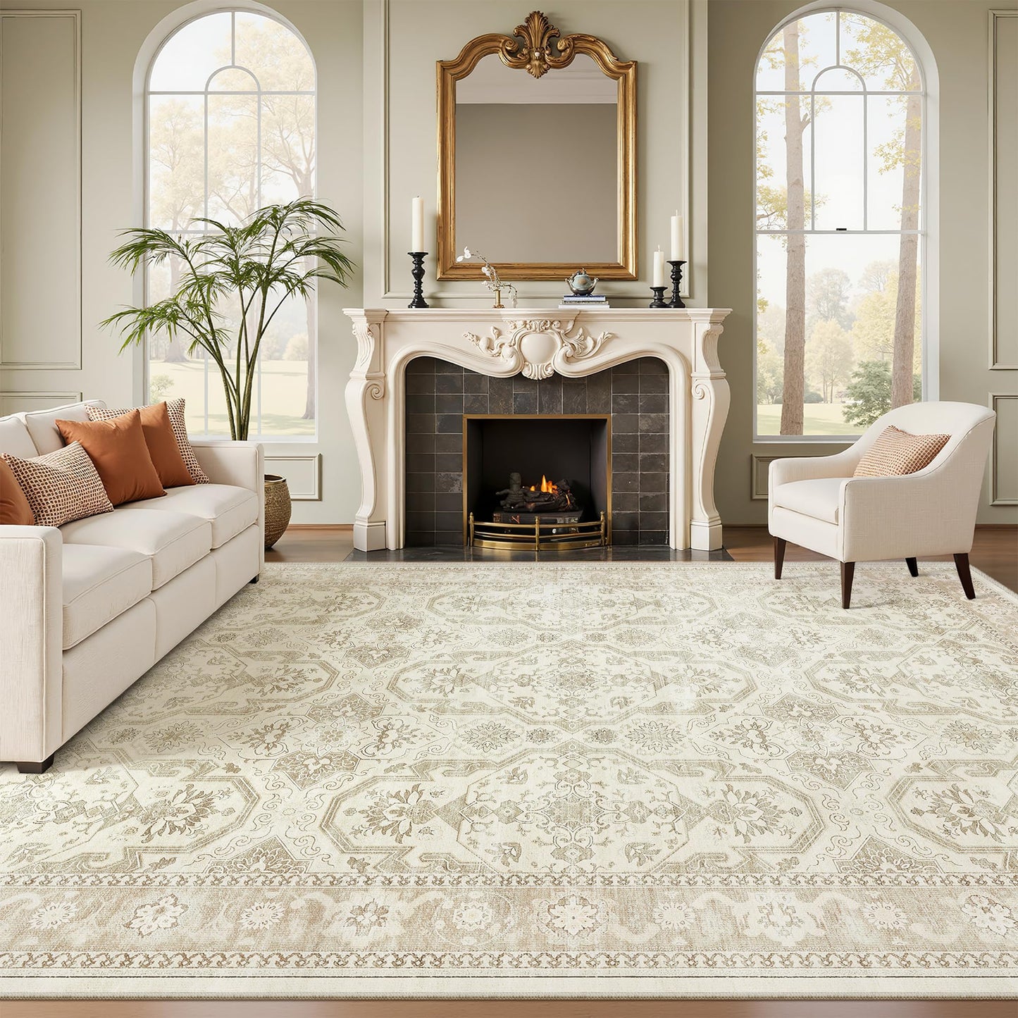 Washable Area Rug with Non-Slip Backing