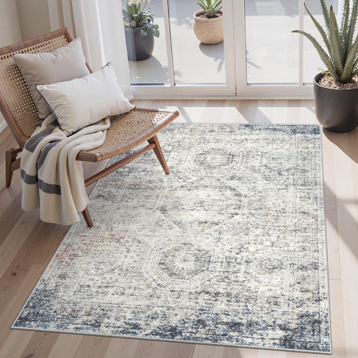 Washable Area Rug with Non-Slip Backing