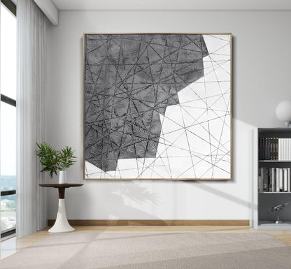 Oversized Blue & White Canvas Wall Art Painting