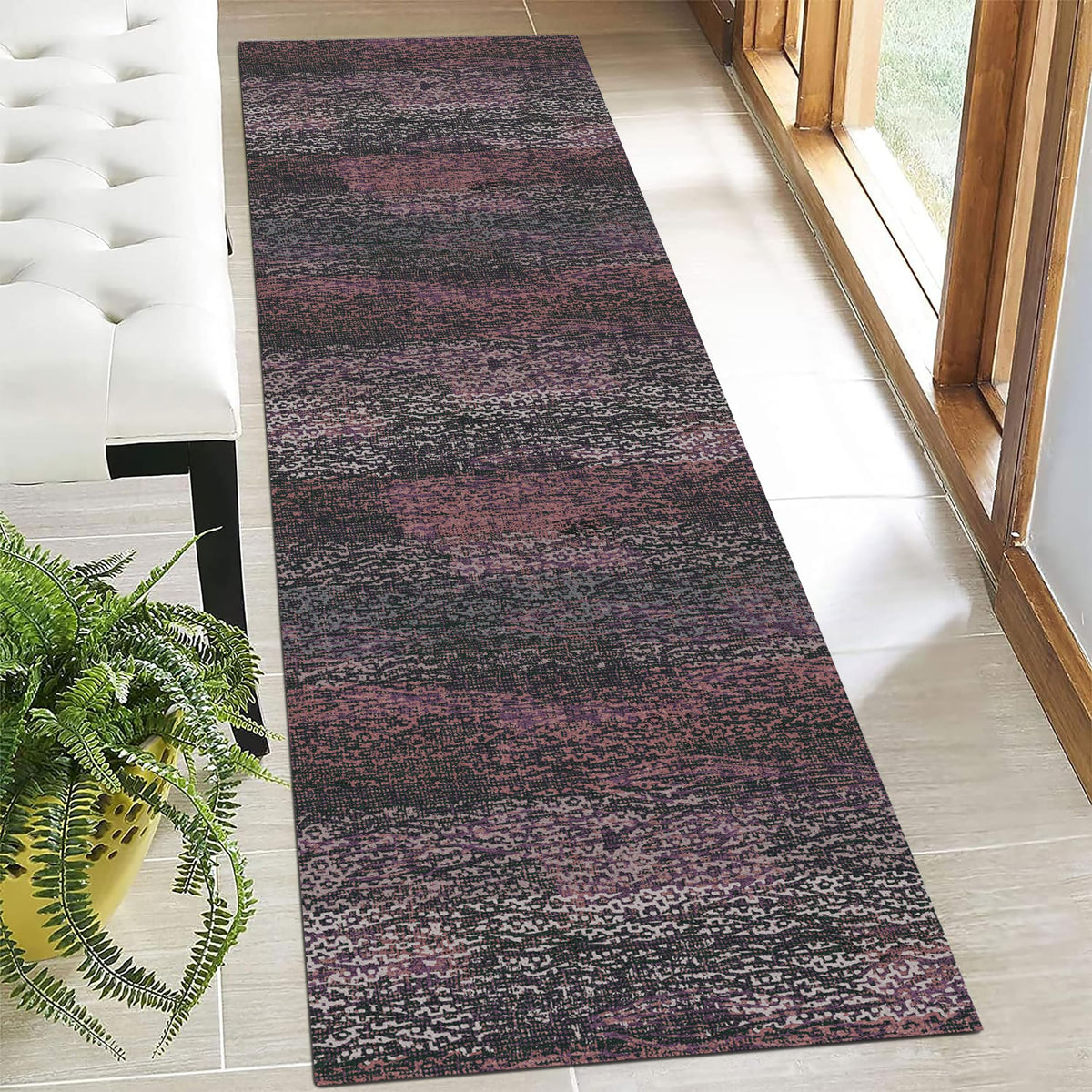Washable Vintage Tribal Area Rug with Non-Slip Backing