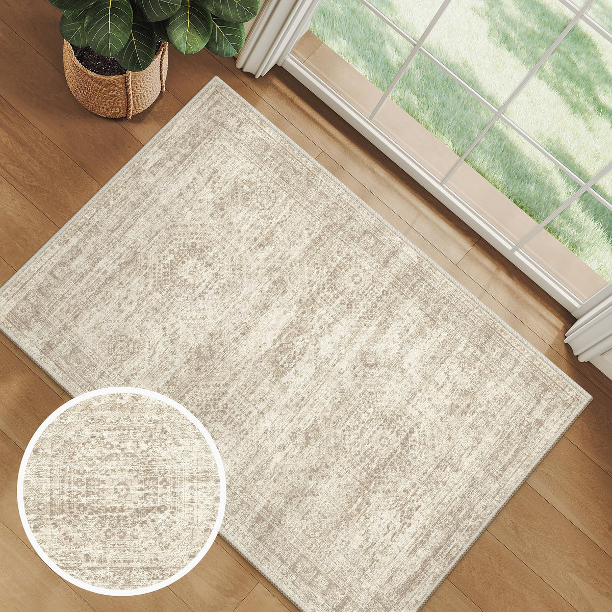 Washable Area Rug with Non-Slip Backing