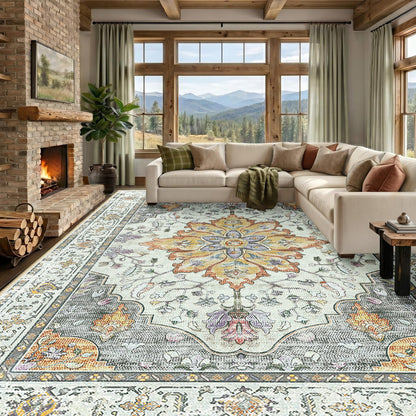 Washable Area Rug with Soft Non-Slip Backing