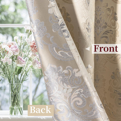 Luxury Damask Curtains with Waterfall Valances