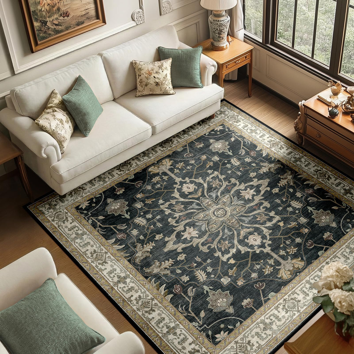 Washable Area Rug with Soft Non-Slip Backing