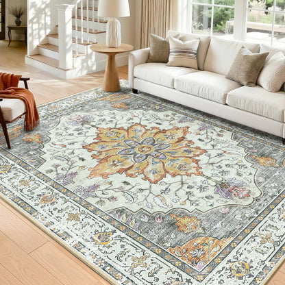 Washable Area Rug with Soft Non-Slip Backing