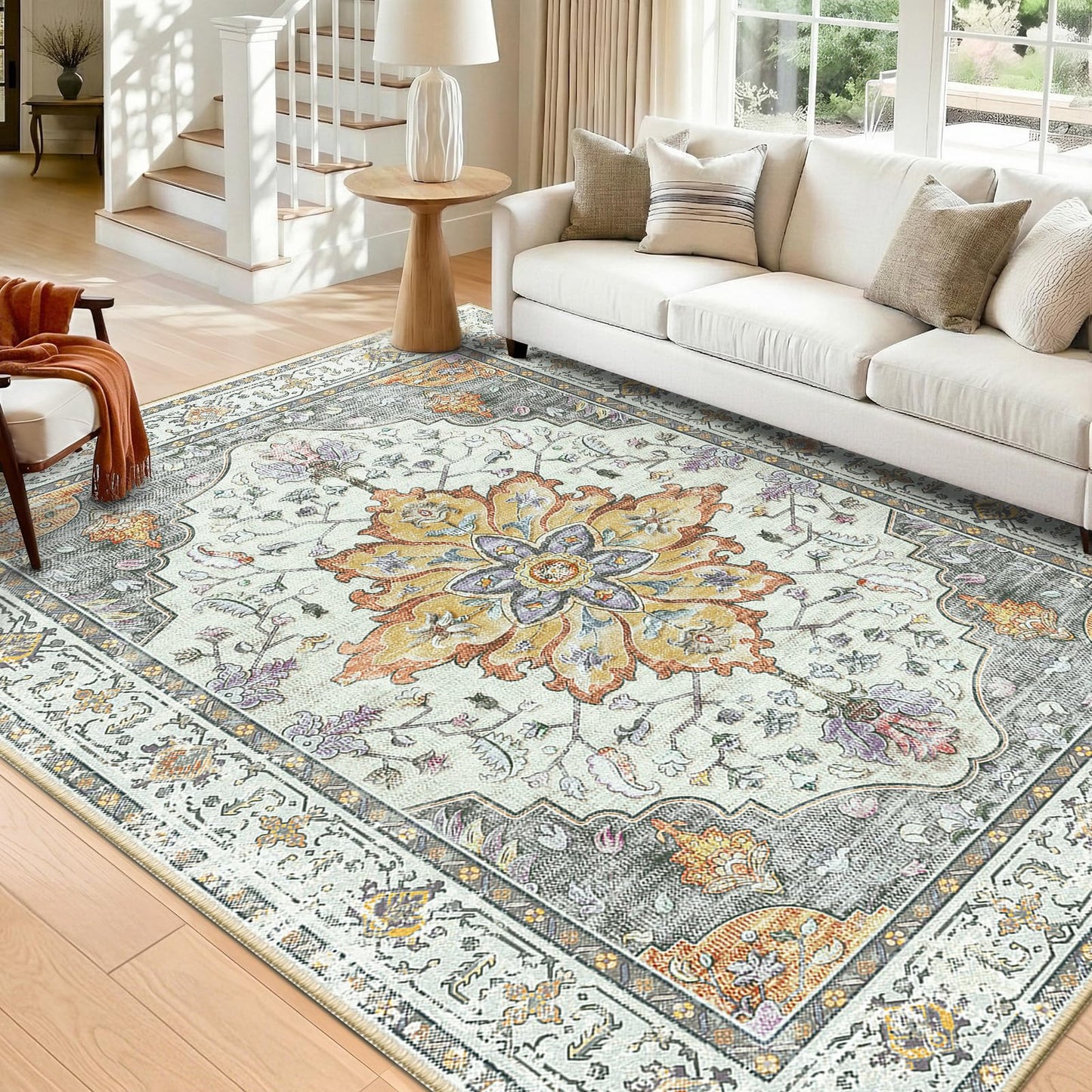 Washable Area Rug with Soft Non-Slip Backing
