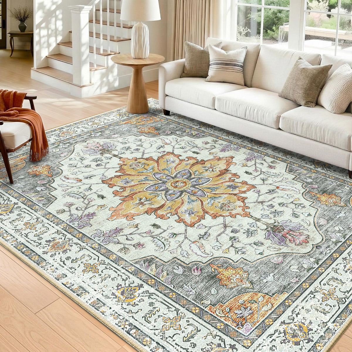 Washable Area Rug with Soft Non-Slip Backing