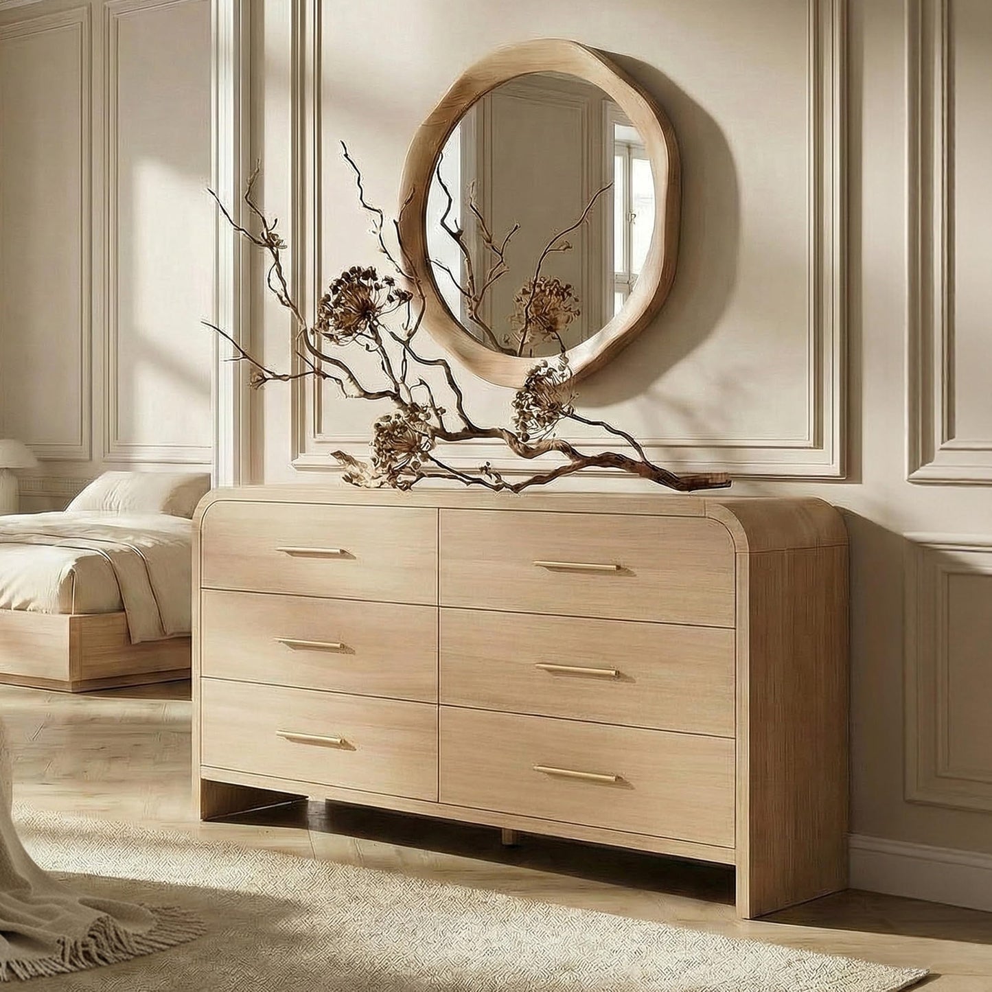 Curved 63-Inch Modern Dresser with Spacious Storage