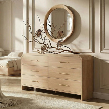Curved 63-Inch Modern Dresser with Spacious Storage