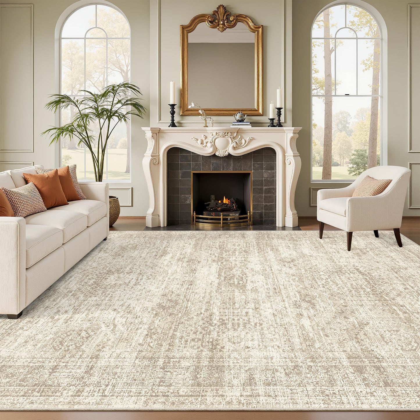 Washable Area Rug with Non-Slip Backing