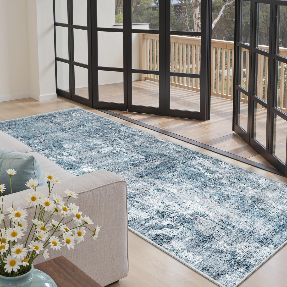 Washable Area Rug with Non-Slip Backing