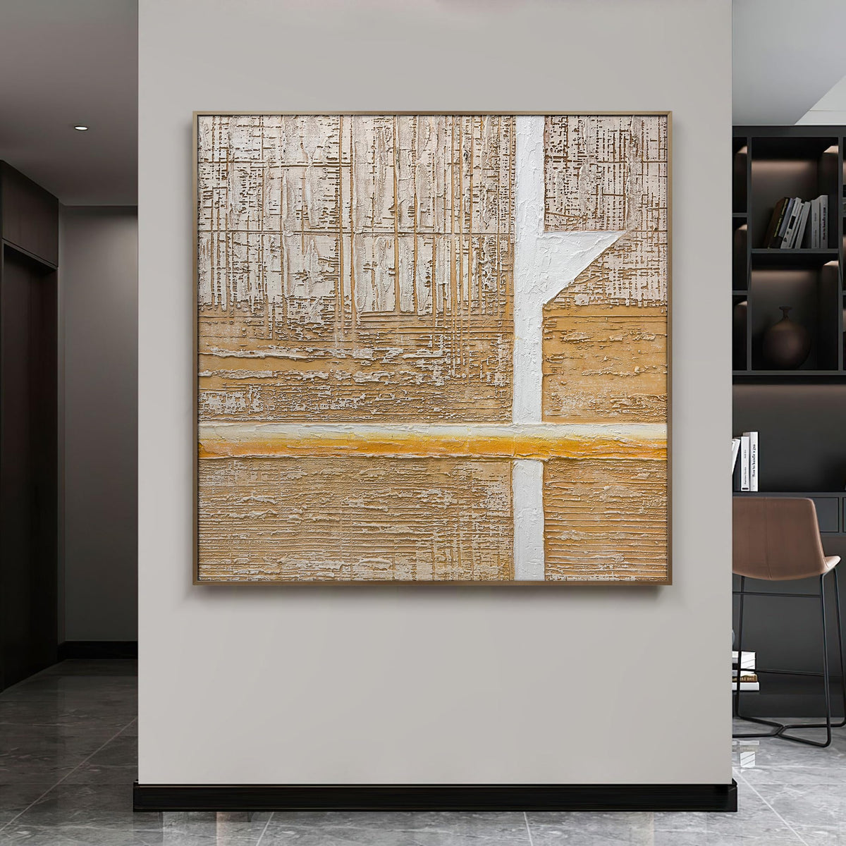 Oversized Blue & White Canvas Wall Art Painting