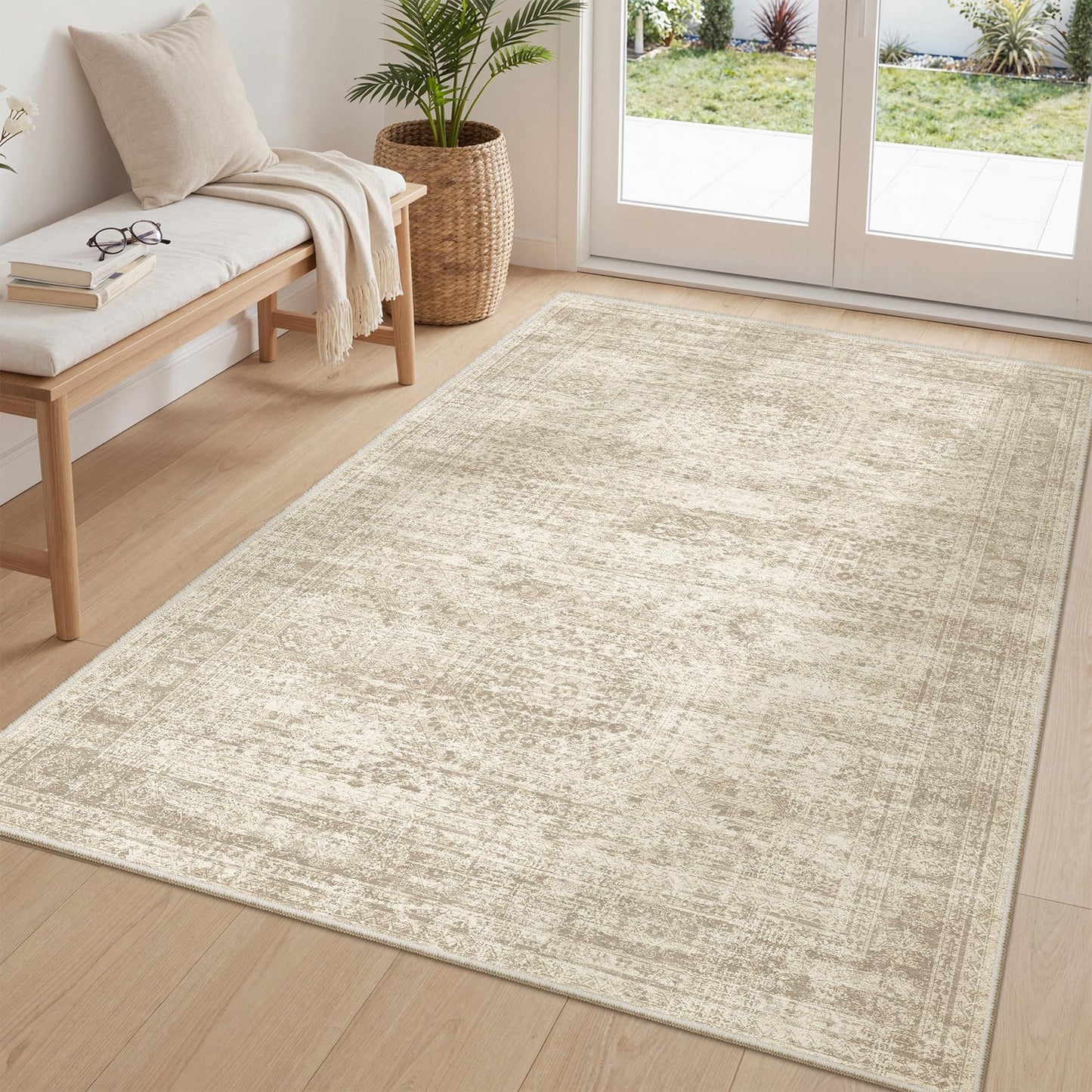 Washable Area Rug with Non-Slip Backing