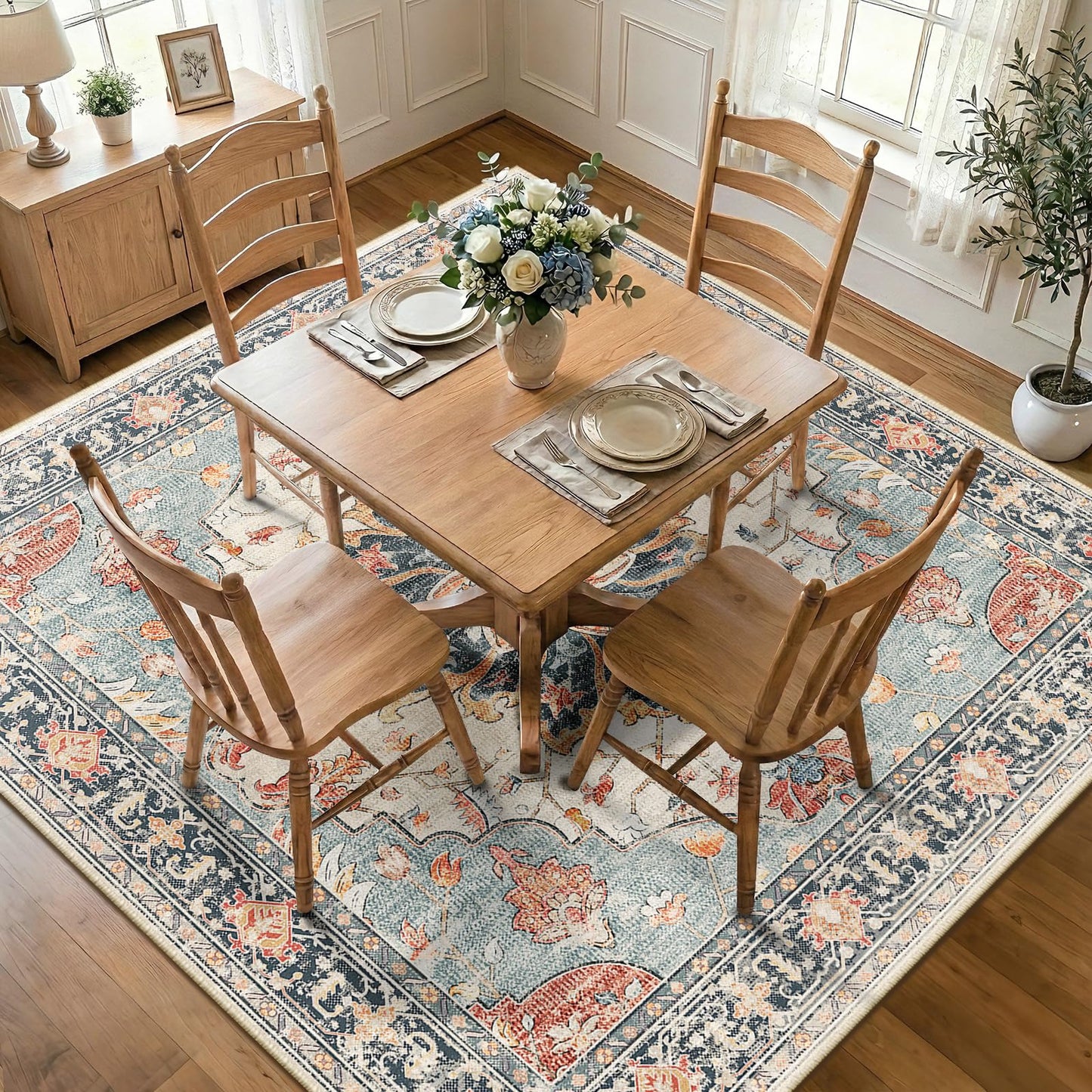 Washable Area Rug with Soft Non-Slip Backing