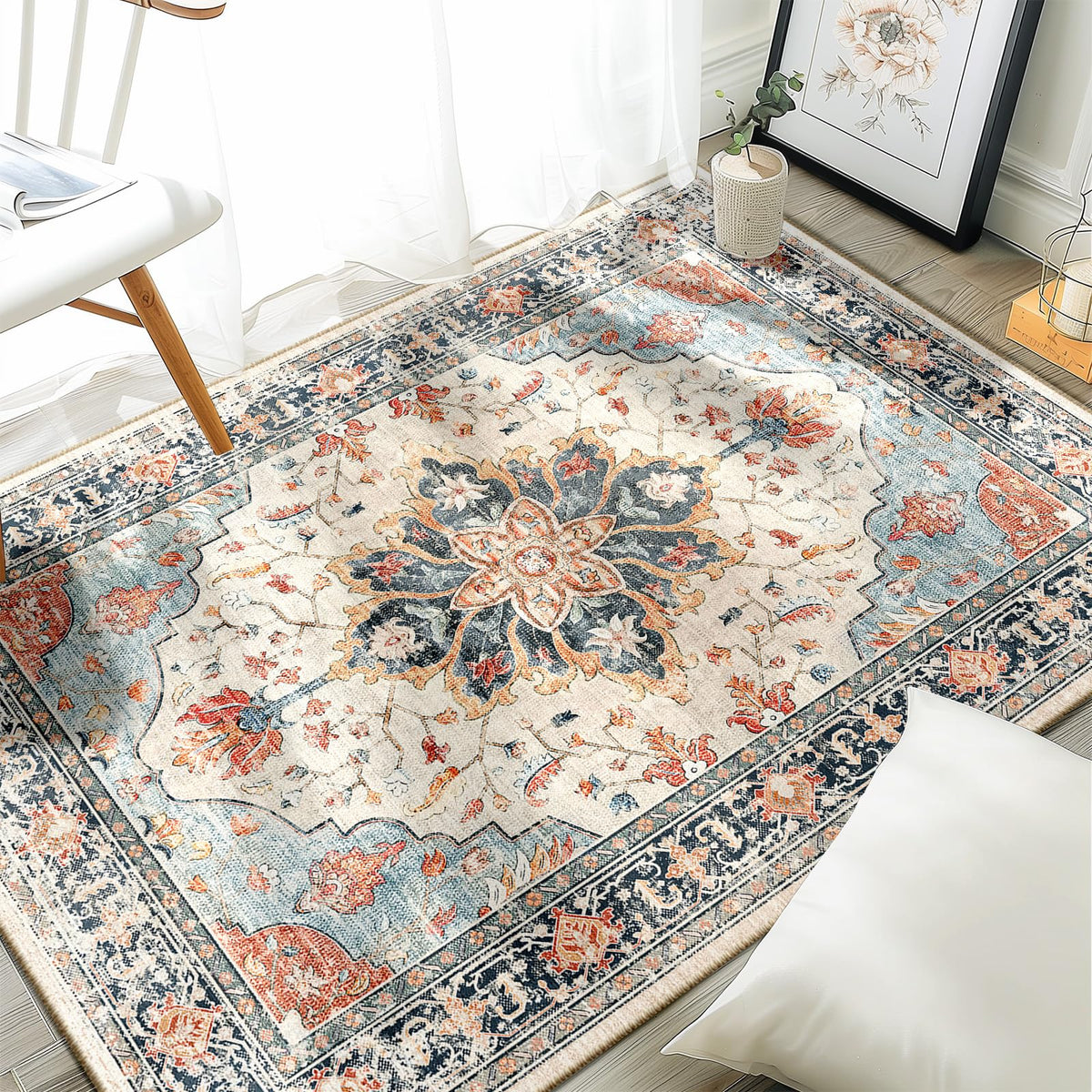 Washable Area Rug with Soft Non-Slip Backing