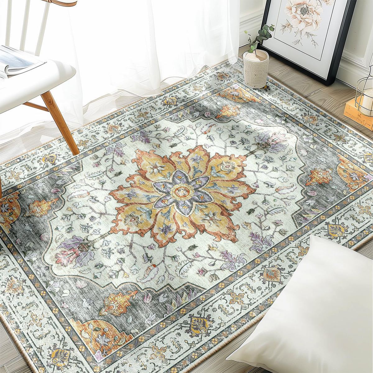 Washable Area Rug with Soft Non-Slip Backing