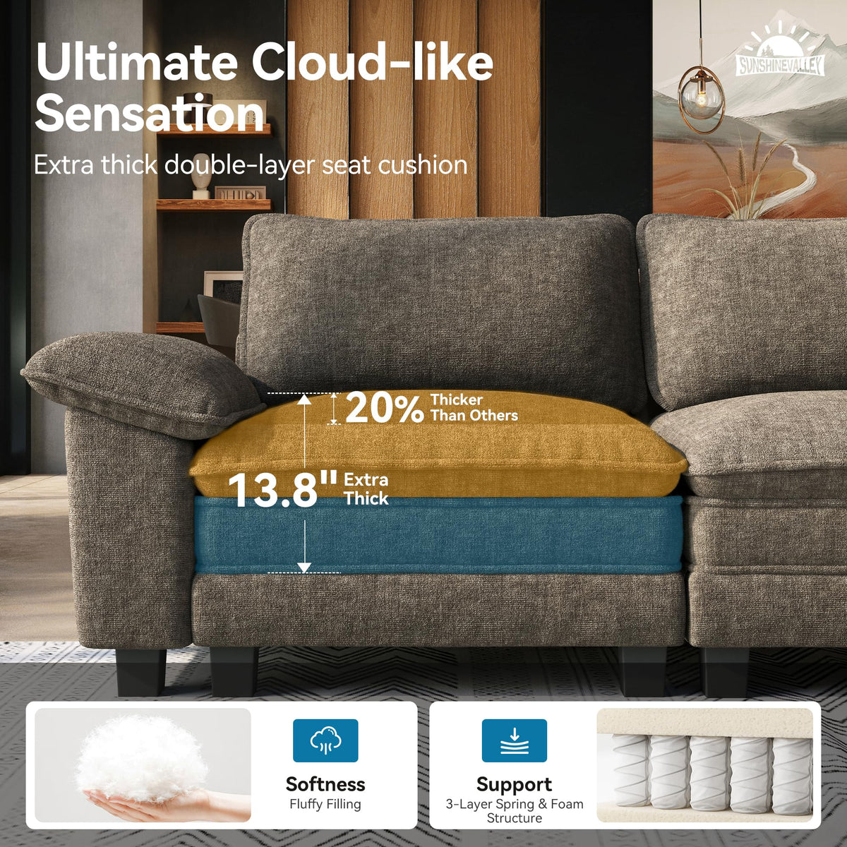 Shaped Modular Cloud Sectional Sofa