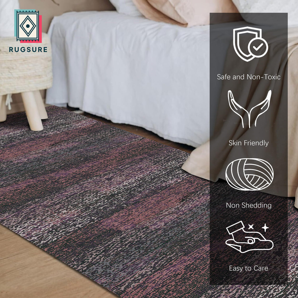 Washable Vintage Tribal Area Rug with Non-Slip Backing