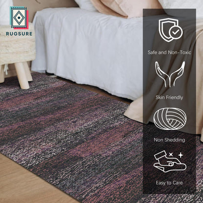 Washable Vintage Tribal Area Rug with Non-Slip Backing