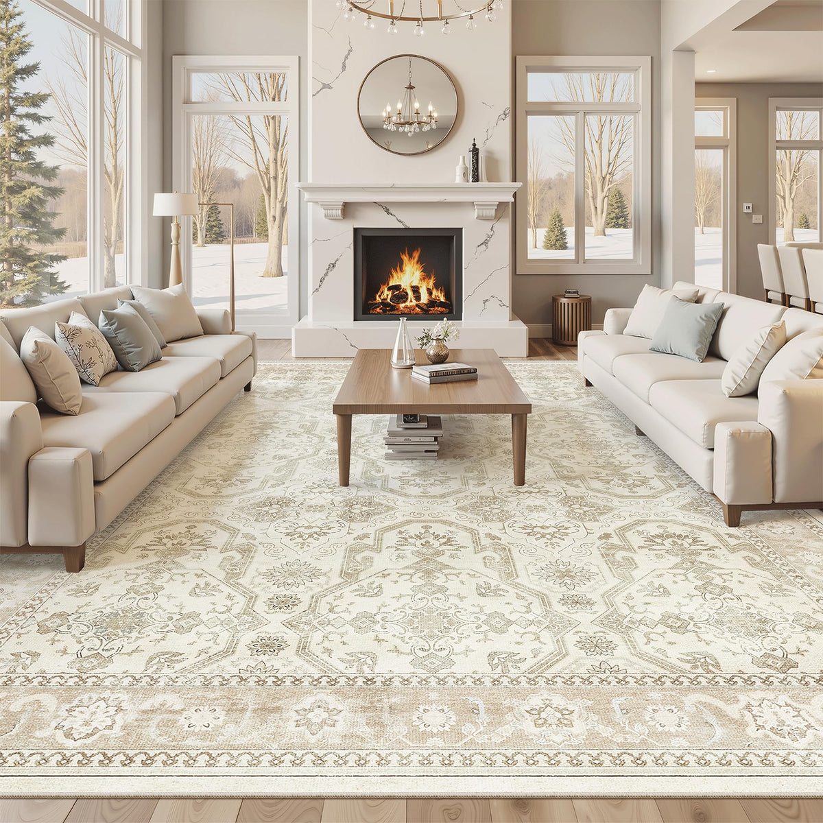 Washable Area Rug with Non-Slip Backing
