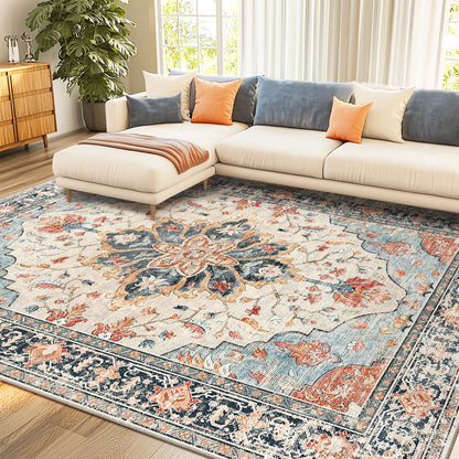 Washable Area Rug with Soft Non-Slip Backing