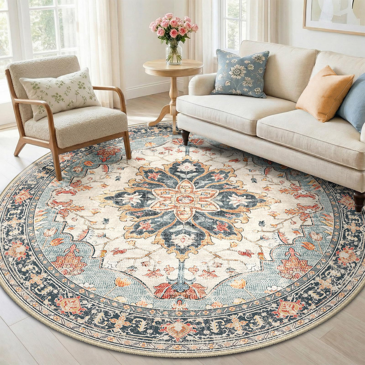 Washable Area Rug with Soft Non-Slip Backing