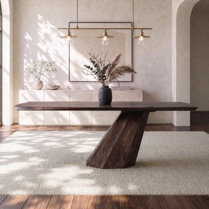 Mid-Century Solid Wood Rectangular Dining Table