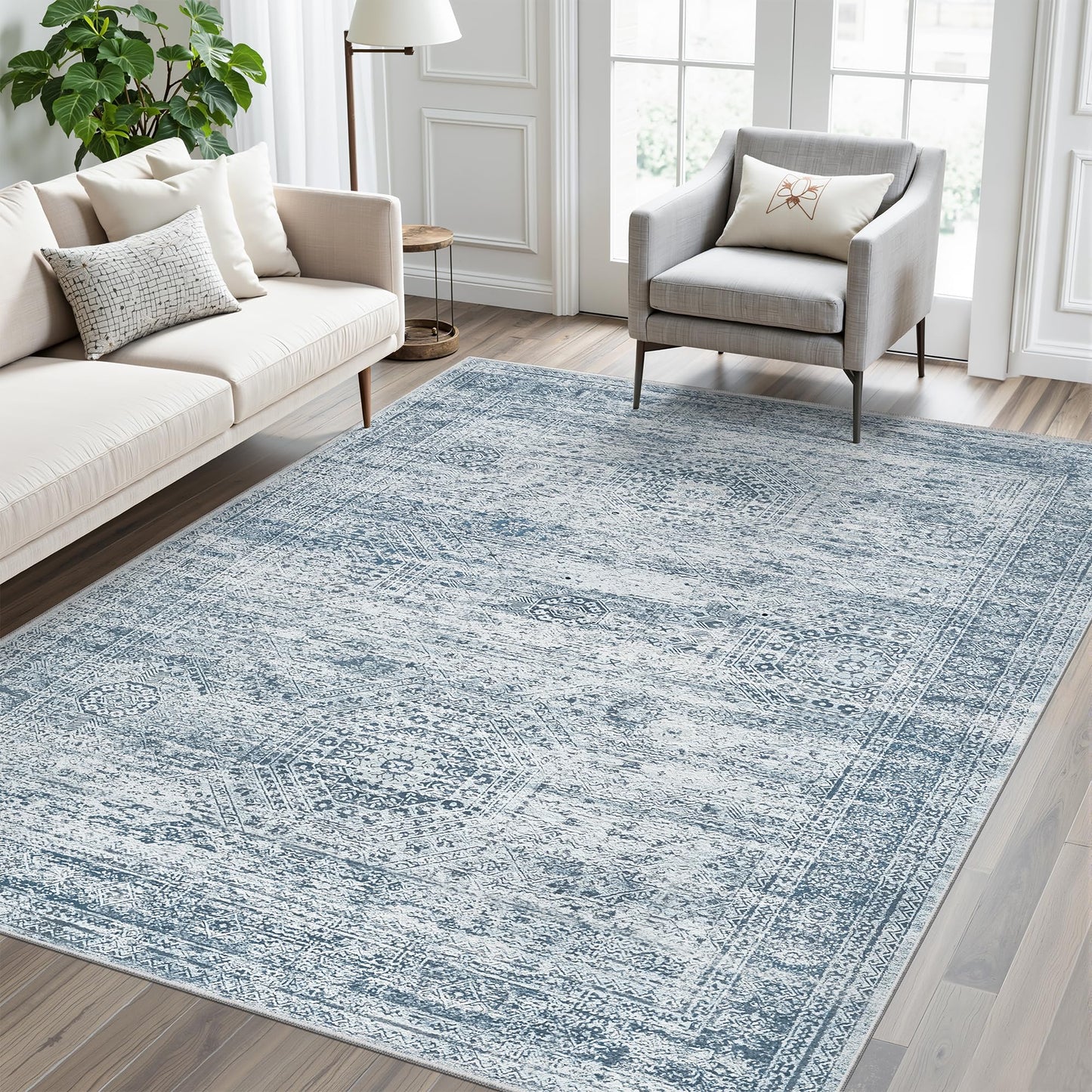 Washable Area Rug with Non-Slip Backing