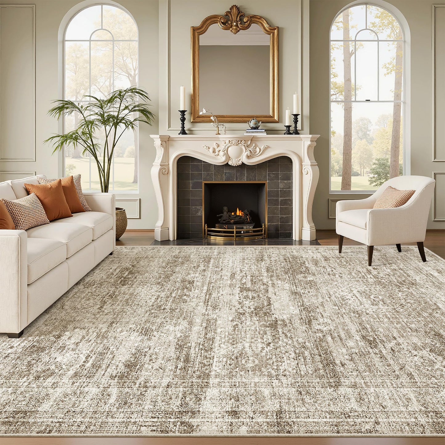 Washable Area Rug with Non-Slip Backing