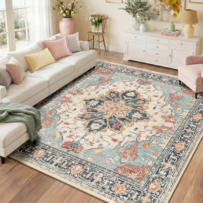 Washable Area Rug with Soft Non-Slip Backing