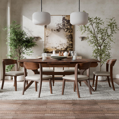 Live Edge Expandable Dining Set with Walnut Finish