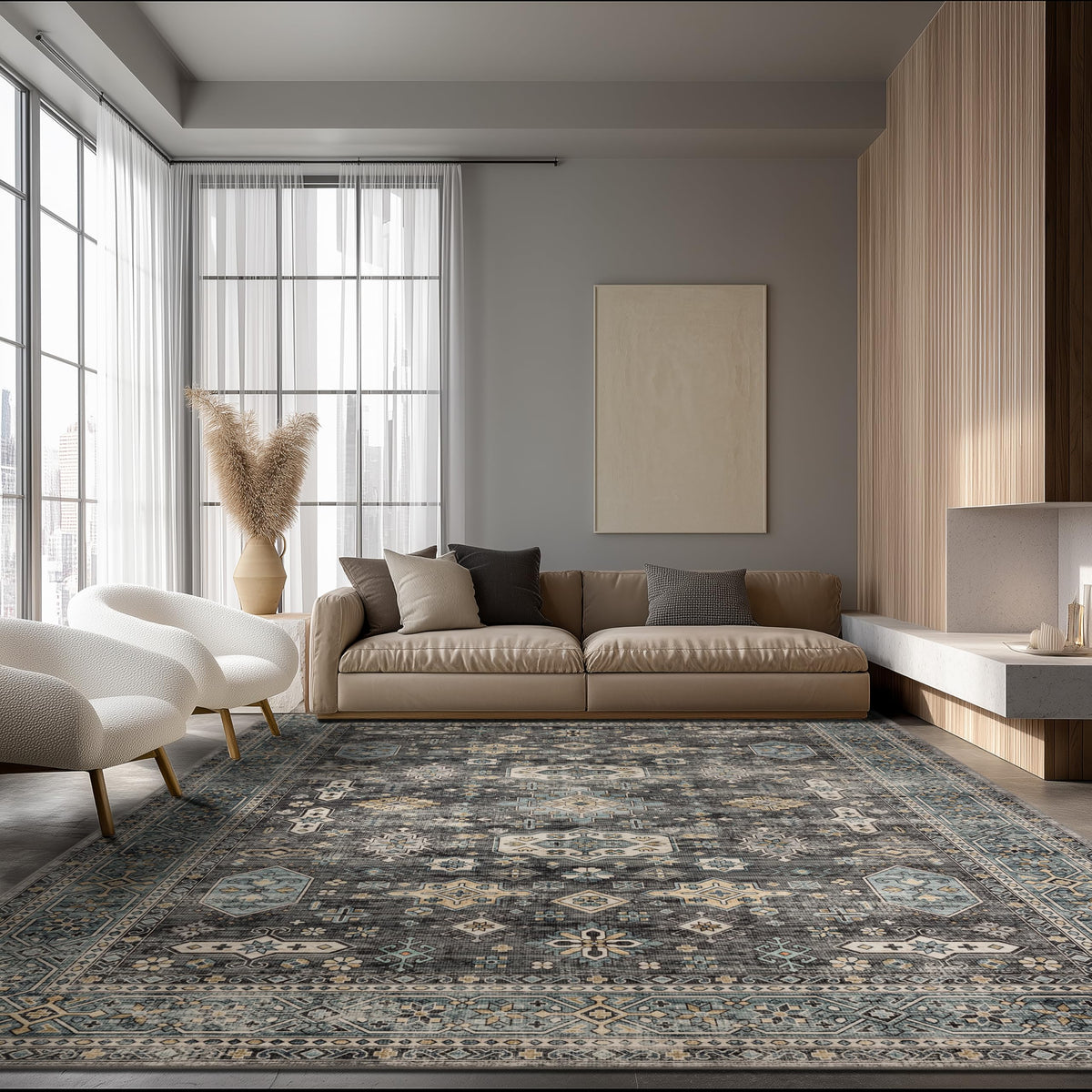 Ultra-Soft Washable Area Rug with Non-Slip Backing