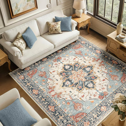 Washable Area Rug with Soft Non-Slip Backing
