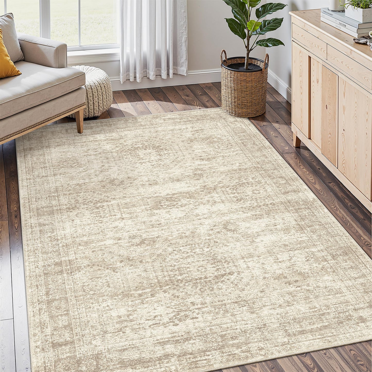 Washable Area Rug with Non-Slip Backing
