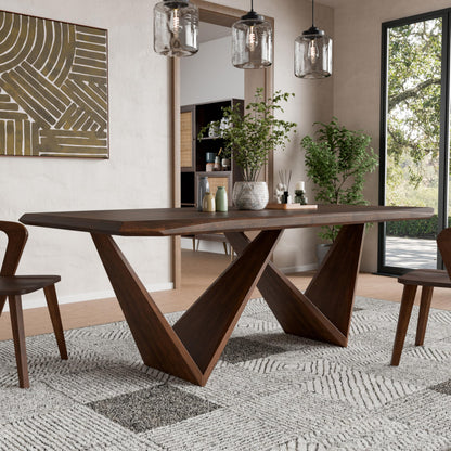 Mid-Century Solid Wood Rectangular Dining Table