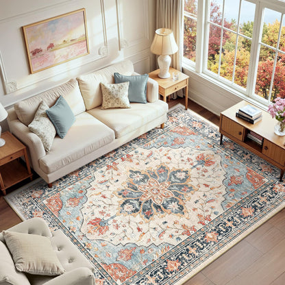 Washable Area Rug with Soft Non-Slip Backing
