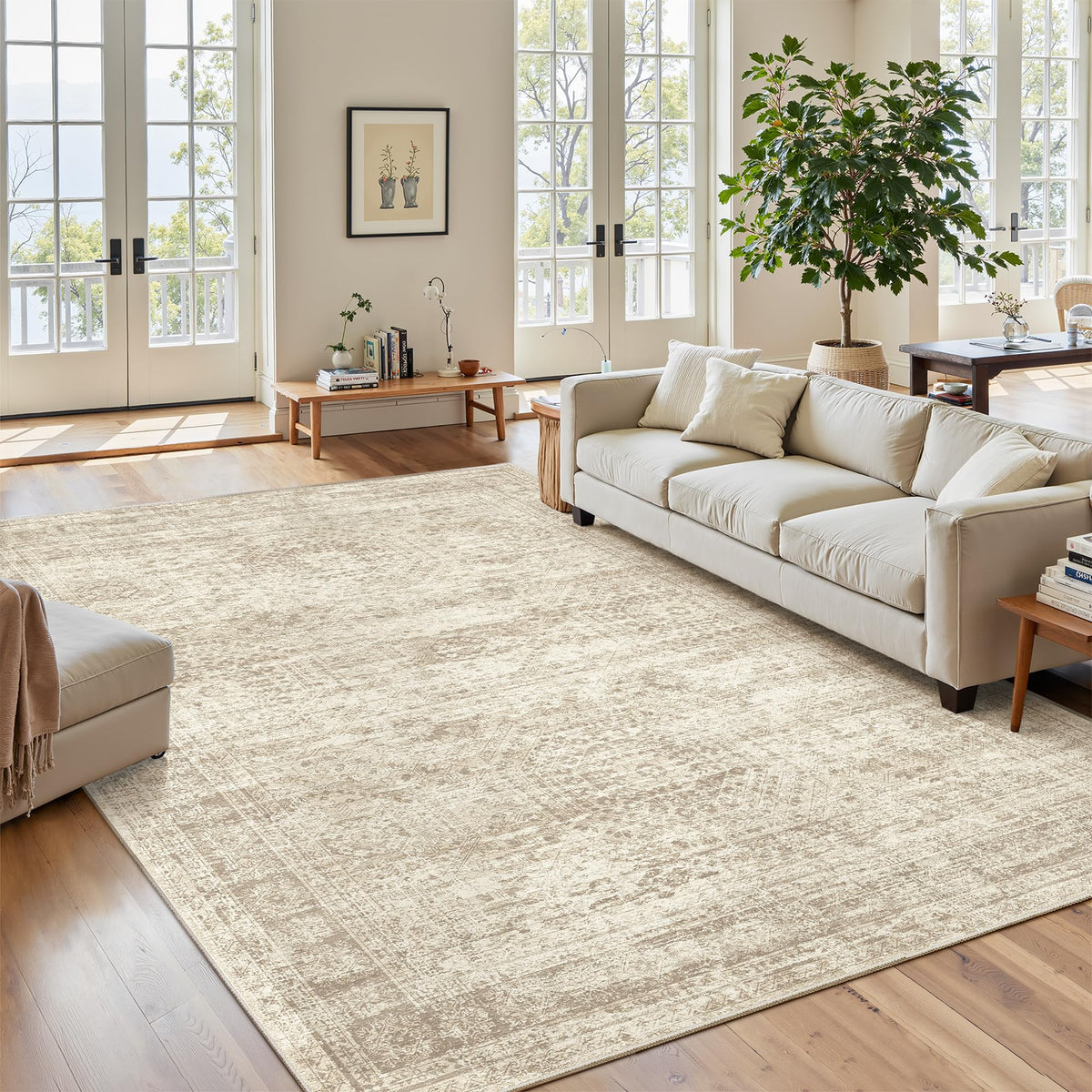 Washable Area Rug with Non-Slip Backing